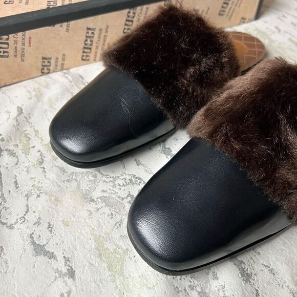 Gucci S/S 2018 Faux Fur Trim Mule Slide Slipper M6 / W8
